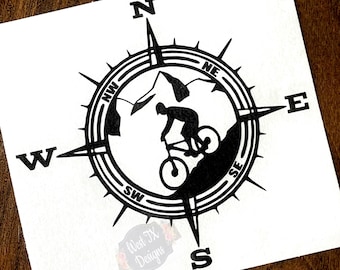 Mountain Biking Decal | Bike Decal | MTB Sticker | Car Decal | Outdoors Decal | Bike Life | Cycling Decal | MTB Decal | Compass Decal