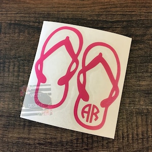 Monogrammed Flip Flop | Flip Flop Decal | Summer Decal | Beach Decal | Car Decal | Vinyl Decal | Flip Flop Sticker | Summer Sticker