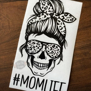Mom Life Decal | Mom Sticker | Leopard Mom Decal | Skull Leopard Sticker | Decal for Mom | Car Window Decal | Tumbler Decal | Cup Decal
