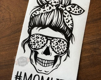 Mom Life Decal | Mom Sticker | Leopard Mom Decal | Skull Leopard Sticker | Decal for Mom | Car Window Decal | Tumbler Decal | Cup Decal