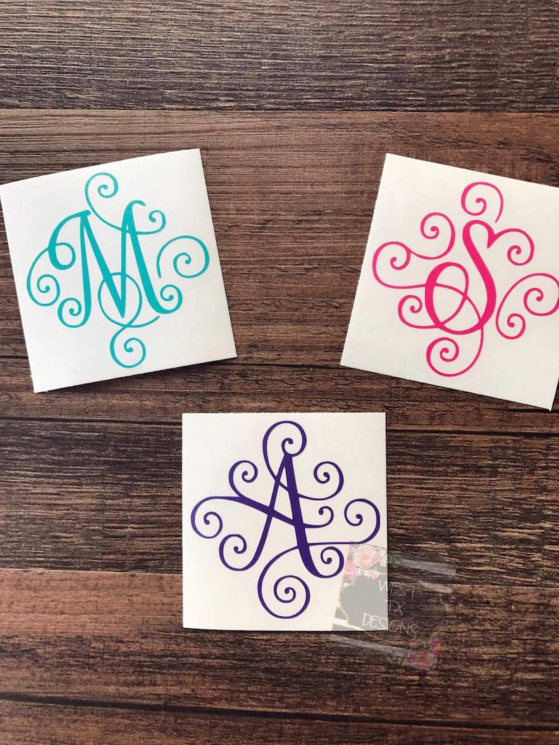 Initial Decal Monogrammed Decal Initial Sticker Elegant Etsy