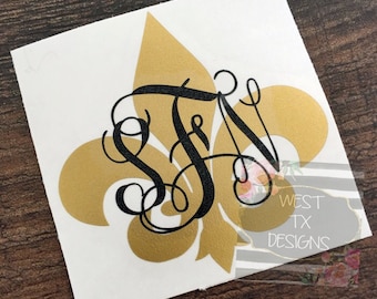 Fleur de Lis | Fleur de Lis Decal | Fleur de Lis Monogram | Monogrammed Decal | Louisiana Decal | Tumbler Decal | Car Window Decal
