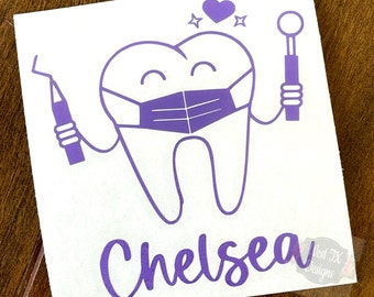 Dental Hygienist Decal | Dental Assistant Decal | Dental Hygiene | Personalized Tooth Decal | Dentist Sticker |  Tumbler Decal | Co Worker