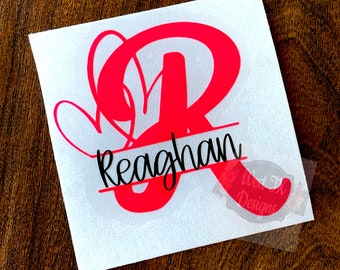 Name Decal | Personalized Decal | Name Sticker | Tumbler Name Decal | Water Bottle Name Decal | Split Monogram Decal | Laptop Decal