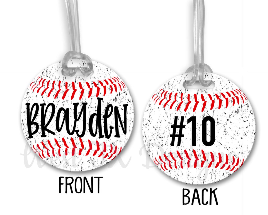 Baseball Bag Tag Personalized Baseball Tag Baseball Etsy
