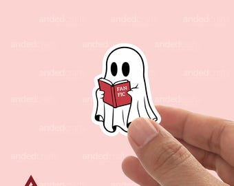 Ghost Reading Fanfic Sticker, Bookish Reader Gift