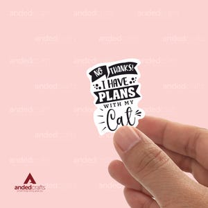 Tengo planes con mi gato, calcomanía de libros para Kindle, botella de agua, diario, regalo perfecto para lectores - Cat Time Art - Cat Plans Today