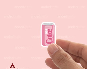 Rosa Diet Coke-klistermärke, retro läskburk, boklig läsargåva