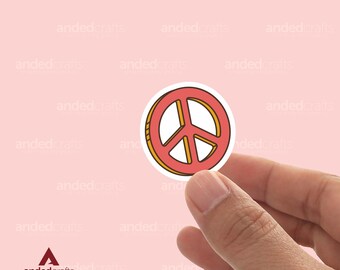 Retro 70s Peace Sign Sticker, Water Bottle, Kindle, Journal