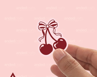 Coquette Cherry Sticker, Glossy Vinyl Decal, Bookish Art