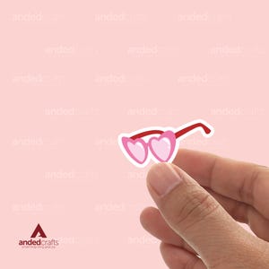 Óculos de grau em formato de coração rosa, adesivo de livro para Kindle, garrafa de água, diário, presente perfeito para leitores - Óculos em formato de coração - Pink Love