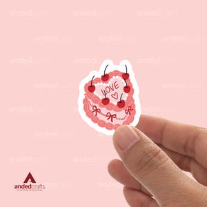 Coquette cake, leesgrage sticker voor kindle, waterfles, dagboek, perfect cadeau voor lezers - schattig taartontwerp - pastel cake vibes