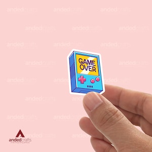 Console rétro Game Over, autocollant livresque pour Kindle, bouteille d'eau, journal intime, cadeau parfait pour les lecteurs - Console design rétro - Jeu vintage