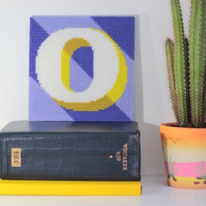 Purple Letter O Alphabet tapestry / needlepoint kit in half cross stitch on plastic canvas 15.4 x 15.4cm