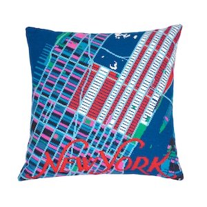 New York Map Wandteppich / Gobelin in halbem Kreuzstich. 41 x 41cm