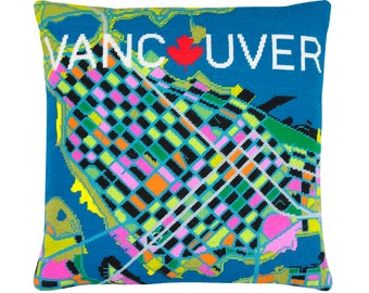 Vancouver Map tapestry / needlepoint in half cross stitch. 41 x 41cm