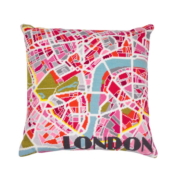 London Light City Map tapestry / needlepoint in half cross stitch. 41 x 41cm