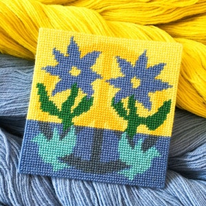 Peace for Ukraine tapestry / needlepoint kit in half cross stitch on plastic canvas 15.4 x 15.4cm