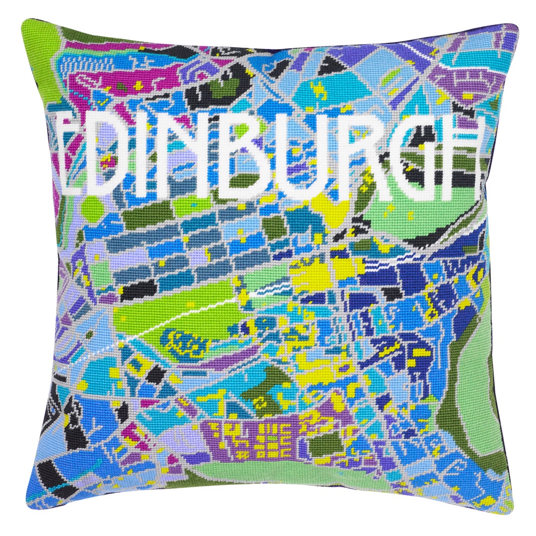 Edinburgh City Map Tapestry / Needlepoint in Half Cross Etsy