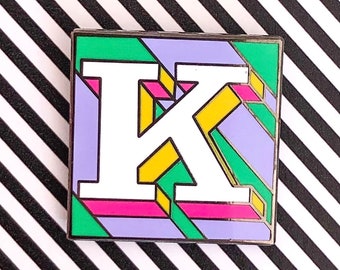 K Enamel Alphabet Pin Badge