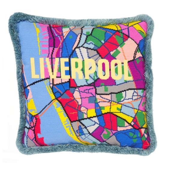 Liverpool City Map Tapestry Needlepoint in Half Stitch. 41 X 41cm Etsy