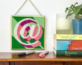 Green @ Alphabet tapestry / needlepoint kit in half cross stitch on plastic canvas 15.4 x 15.4cm