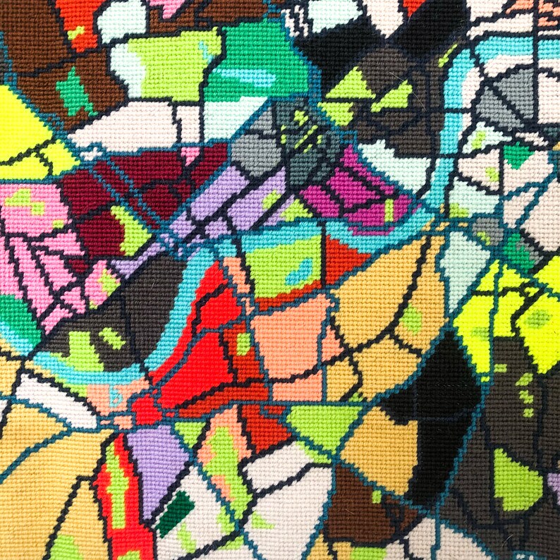 London City Map tapestry / needlepoint in half cross stitch. 70 x 45cm 画像 5