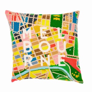 Melbourne map tapestry / needlepoint in half cross stitch 41 x 41cm