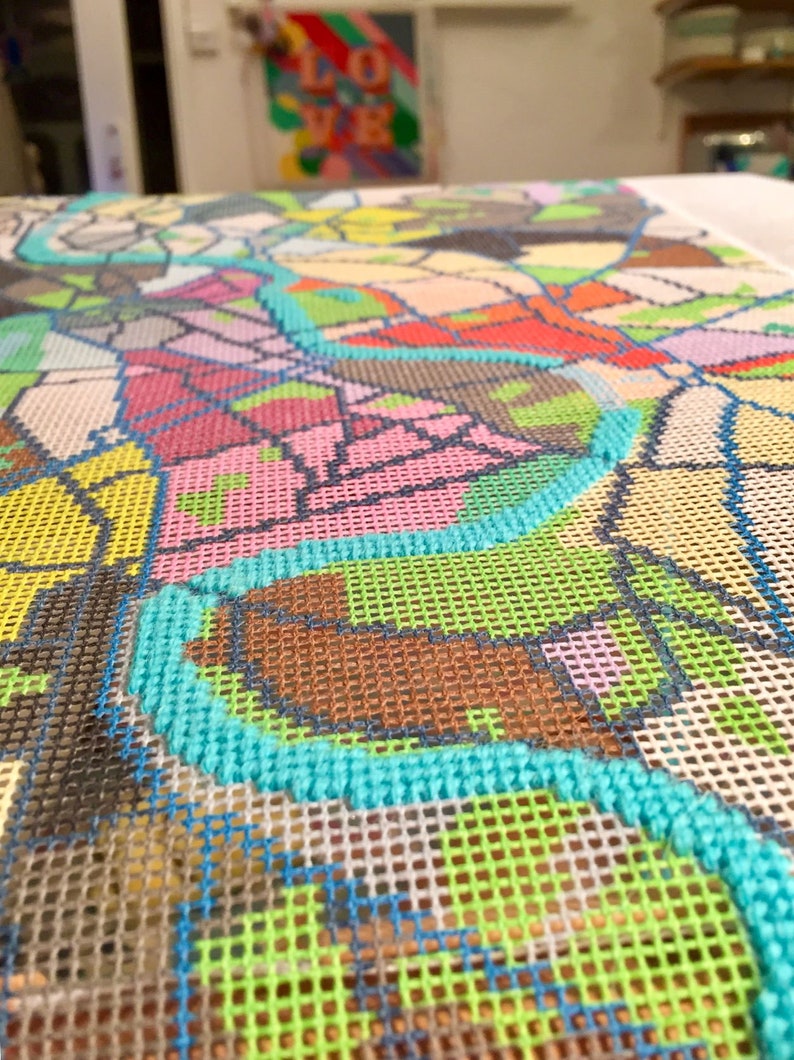 London City Map tapestry / needlepoint in half cross stitch. 70 x 45cm 画像 9