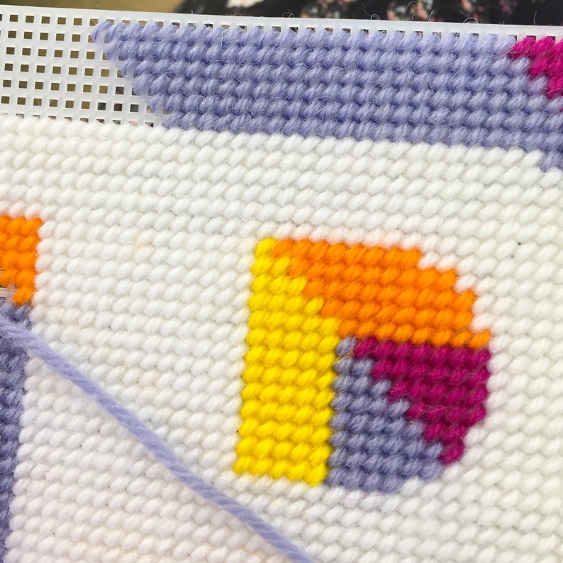 Purple Letter P Alphabet tapestry / needlepoint kit in half cross stitch on plastic canvas 15.4 x 15.4cm image 3