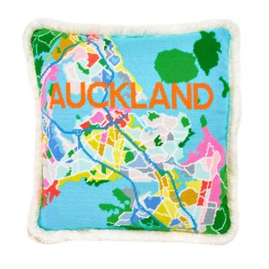 Auckland Stadtplan Gobelin / Gobelinstickerei in halbem Kreuzstich. 41 x 41cm