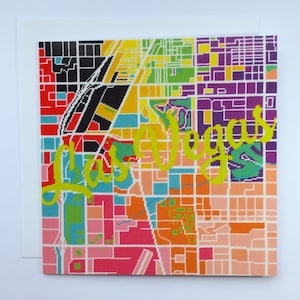 Carte de vœux de la carte de la ville de Las Vegas. 15x15cm