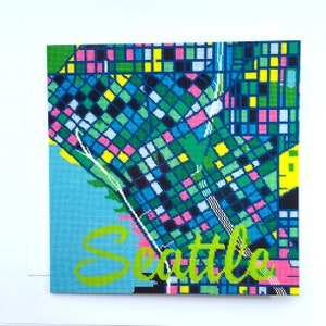Carte de voeux de carte de la ville de Seattle. 15 x 15 cm
