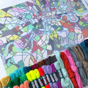 London City Map tapestry / needlepoint in half cross stitch. 70 x 45cm 画像 6