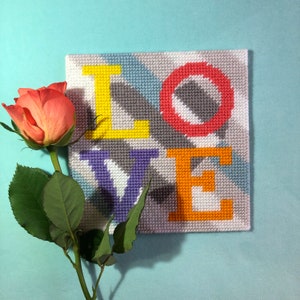Pure Love tapestry / needlepoint kit in half cross stitch on plastic canvas 15.4 x 15.4cm image 8