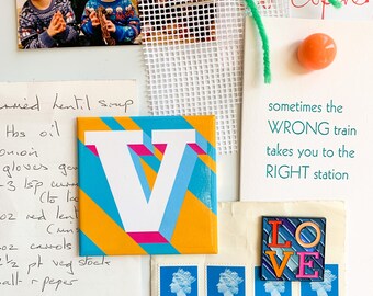 Blue Letter V Magnet