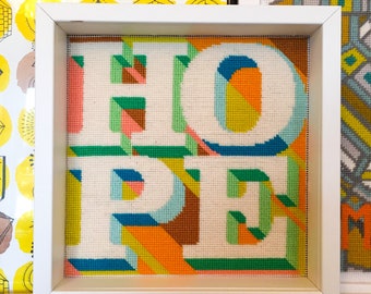 Hopeful Hippie needlepoint / tapestry kit 21 x 21cm