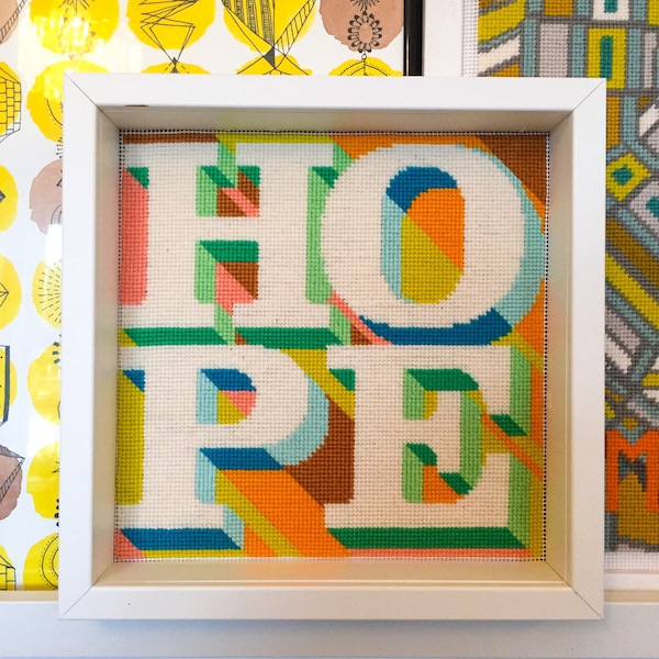 Hopeful Hippie needlepoint / tapestry kit 21 x 21cm