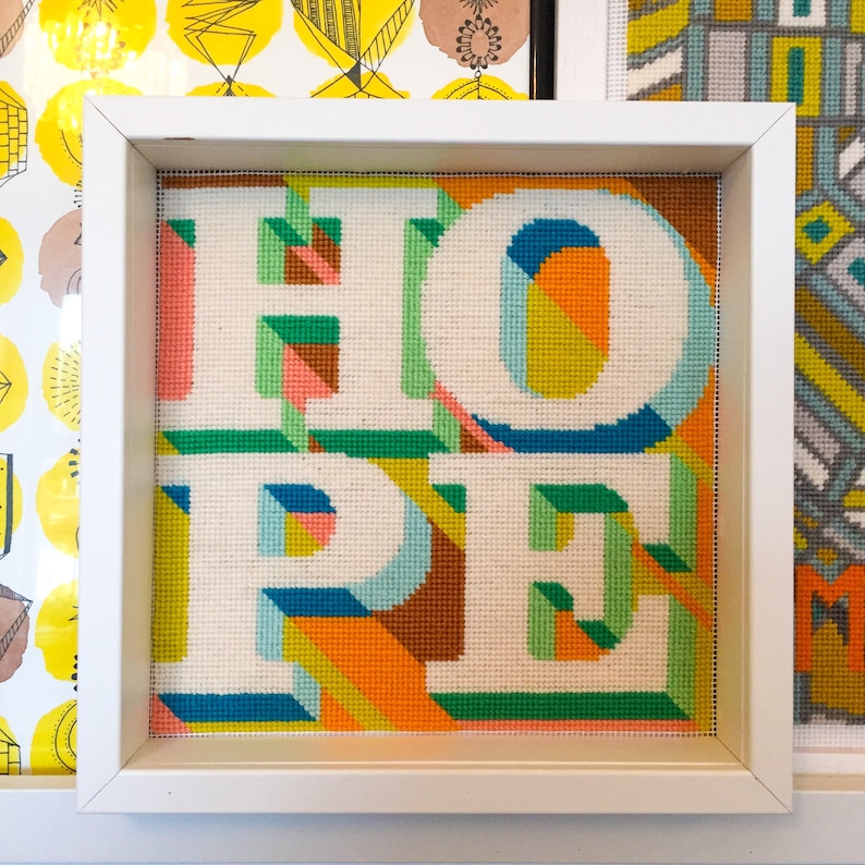 Hopeful Hippie needlepoint / tapestry kit 21 x 21cm image 1