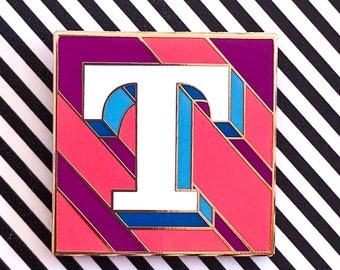 T Enamel Alphabet Pin Badge