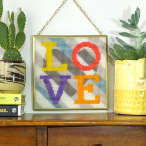 Pure Love tapestry / needlepoint kit in half cross stitch on plastic canvas 15.4 x 15.4cm image 1