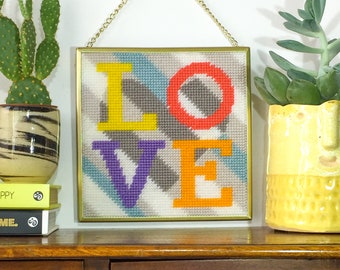 Pure Love tapestry / needlepoint kit in half cross stitch on plastic canvas 15.4 x 15.4cm