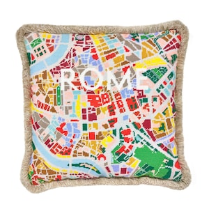 Arazzo Mappa della Luce di Roma / ricamo a mezzo punto croce. 41 x 41 cm