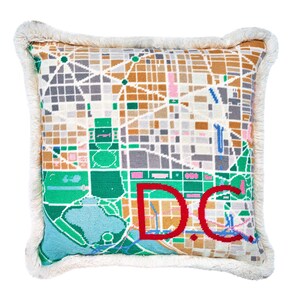 Carte de Washington D.C. tapisserie / agrafage au point de demi-croix 41 x 41 cm