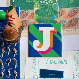 Letra J azul Imán