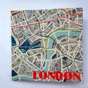 Londen Metro stadskaart wenskaart. 15 x 15 cm