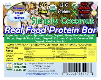 Organic Real Food Protein Bars - Simply Coconut - 12 pk