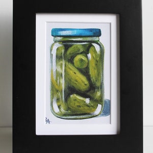 Pickle Jar with Blue Lid Art Print