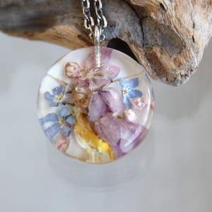 Acacia Flower Pendant: Real Pressed Flowers in Epoxy Resin