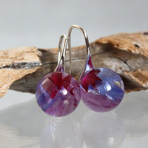 Cornflower Petal Earrings: Pink & Blue Resin Botanical Jewelry